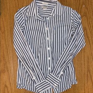 Ariat Navy and White Striped Long Sleeve Shirt